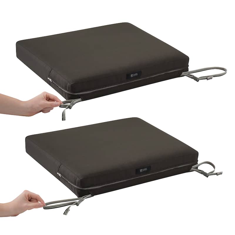 Classic Accessories Ravenna WaterResistant 21 x 19 x 3 Inch Patio Seat Cushion, Empire Blue